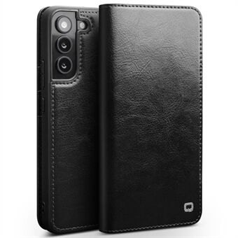 QIALINO til Samsung Galaxy S22 5G Velbeskyttet Anti-fall Folio Flip Wallet Design Ægte læder mobiltelefon taske