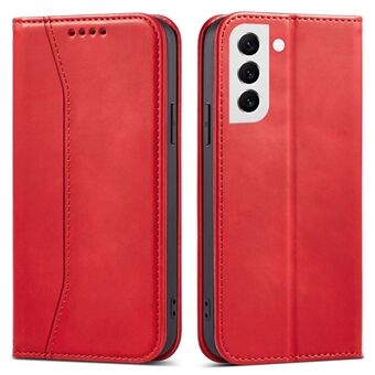 Til Samsung Galaxy S22 5G PU Læder Pung Stand Case Dobbelt kant-fold Syning Folio Flip Telefon Cover