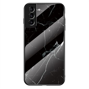 Marmormønster Design Blød TPU Bumper Frame Hud Hårdt hærdet glas bagcover til Samsung Galaxy S22 5G