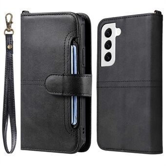 KT Leather Series-4 til Samsung Galaxy S22 5G 2-i-1 aftageligt PU-lædertelefontaske Stand tegnebogscover med rem