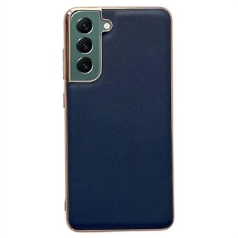 Xiaoya Series Nano galvanisering telefoncover til Samsung Galaxy S22 5G, PC+TPU+ægte okselæder Drop-sikkert bagcover