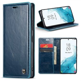 CASEME 003-serien til Samsung Galaxy S22 5G faldforebyggende PU-læder Folio Flip-telefonetui Waxy Texture Wallet Stand Cover