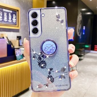 Beskyttende telefontaske Kickstand til Samsung Galaxy S22 5G, blomstermønster Rhinestone Decor Gradient Glitter Telefoncover