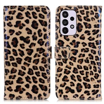 Leopardmønster Design Pung Etui Stand Scratch PU Læder Folio Flip Cover til Samsung Galaxy A33 5G