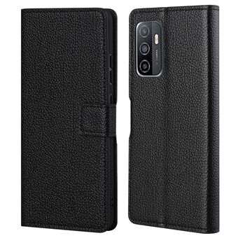Litchi Texture PU læder Stand Magnetisk lås Beskyttende telefontaske Shell til Samsung Galaxy A33 5G - Sort