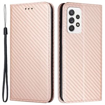 Til Samsung Galaxy A33 5G Carbon Fiber Texture PU Læder Stand Pung etui Magnetisk automatisk lukkende telefoncover