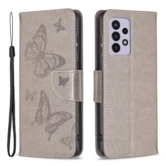 Til Samsung Galaxy A33 5G Faldsikker beskyttelse med flere sommerfugle præget PU-læder Flip Folio Cover Stand etui