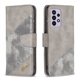 BINFEN COLOR BF04 til Samsung Galaxy A33 5G Crocodile Texture Stødsikker pung læder beskyttende mobiltelefon Stand taske