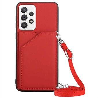 YB-1 Series Card Slots Kickstand telefoncover til Samsung Galaxy A33 5G, PU læderbelagt TPU anti-ridse etui med skulderrem
