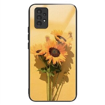 Til Samsung Galaxy A33 5G TPU + hærdet glas solsikkemønster udskrivning telefoncover Drop-sikker bagcover