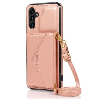 Til Samsung Galaxy A33 5G Kickstand PU-læderbelagt TPU-etui Kortholder Beskyttende telefoncover med skulderrem