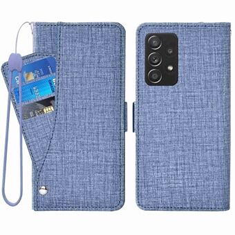 Til Samsung Galaxy A33 5G Jean Cloth Texture PU-læder pung-etui Stand Magnetisk lås Telefoncover med roterende kortplads