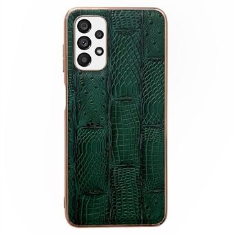 Til Samsung Galaxy A33 5G mobiltelefon bagcover Nano galvanisering Mahjong tekstur Ægte okselæder+PC+TPU Anti-ridse telefon cover