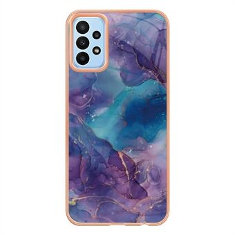 YB IMD Series-16 Style E til Samsung Galaxy A33 5G IMD marmormønster Stødsikker telefoncover Galvaniseringsramme 2,0 mm blødt TPU-cover