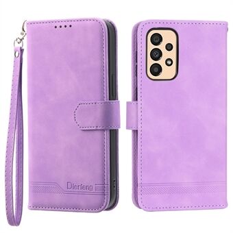 DIERFENG DF-03 Beskyttende telefontaske til Samsung Galaxy A33 5G, Stand PU-læderlinjer med påtrykt telefoncover