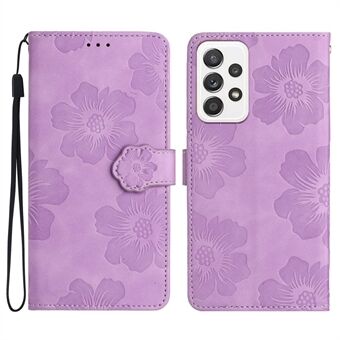 Til Samsung Galaxy A33 5G tegnebogscover PU-læder flip Stand telefonskal med påtrykt blomstermønster telefoncover