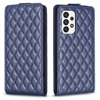 BF30 til Samsung Galaxy A33 5G Kortholder Lodret Flip Stand Case Rhombus påtrykt læder telefoncover