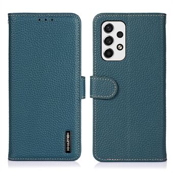 KHAZNEH Litchi Texture Phone Case Top Layer ægte læder Velbeskyttet pung magnetisk lukning Flip Cover med Stand til Samsung Galaxy A53 5G