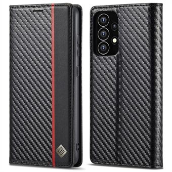 LC.IMEEKE Carbon Fiber Texture Magnetisk Autoabsorberet PU-læder telefoncover med Stand til Samsung Galaxy A53 5G