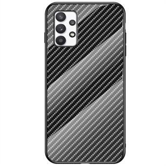 Carbon Fiber Texture Hærdet glasbagside PC+TPU Cover Anti-fingeraftryk Ridsefast telefoncover til Samsung Galaxy A53 5G