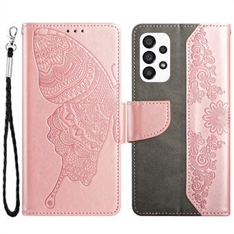 Anti-ridse telefoncover til Samsung Galaxy A53 5G stødsikker Folio Flip Wallet Cover Butterfly Flower Imprinted Stand Phone Protector