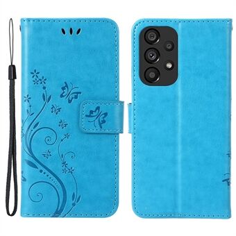 Til Samsung Galaxy A53 5G PU Stand Design telefoncover Imprint Butterflies Wallet Shockproof Cover