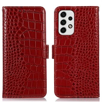 Til Samsung Galaxy A53 5G Crocodile Texture RFID Blokering Ægte okselæder Pung Telefon Cover, Stand Magnetic Flip Folio Case