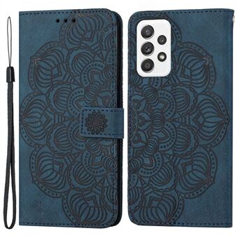 Til Samsung Galaxy A53 5G Mandala Flower Imprinted PU Læder Anti-ridse beskyttende telefontaske med Stand tegnebog