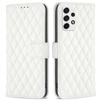 BINFEN FARVE Til Samsung Galaxy A53 5G BF Style-14 Etui med påtrykt Rhombus Scratch Stand Mat PU-læder pungcover