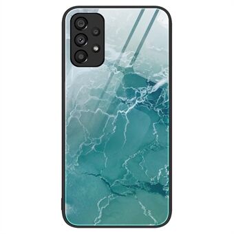 Til Samsung Galaxy A53 5G marmormønsterudskrivning af hærdet glas bagbeklædning Bagcover Slim Fit stødsikker TPU-ramme beskyttelsescover