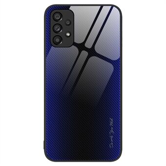 Telefoncover til Samsung Galaxy A53 5G, Carbon Fiber Texture Hærdet glas Anti-slid telefoncover med blød TPU-ramme