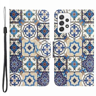 Stand tegnebog etui til Samsung Galaxy A53 5G, Cross Texture PU læder mønster print Folio Flip telefoncover
