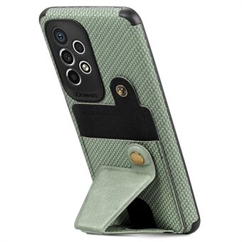 K-formet Kickstand-telefoncover til Samsung Galaxy A53 5G, kortholder Carbon Fiber Texture PU-læder+TPU-cover