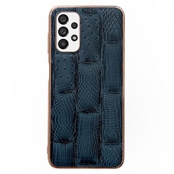 Til Samsung Galaxy A53 5G telefontaske Nano galvanisering Mahjong Texture Cell Phone Bagcover Ægte okselæder+PC+TPU Mobiltelefoncover