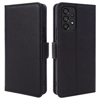Ægte lædercover til Samsung Galaxy A53 5G Litchi Texture Stand Wallet Phone Cover