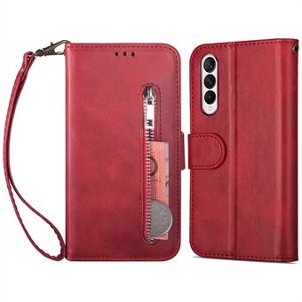 Til Samsung Galaxy Z Fold4 5G Anti-fall PU læder telefontaske med lynlås lommedesign Slidbestandigt cover Stand