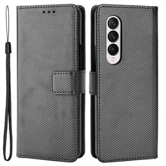Til Samsung Galaxy Z Fold4 5G Pung Telefon Etui Diamond Texture Stand PU Læder Beskyttende Folio Flip Cover