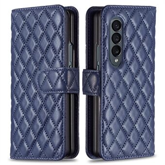 BINFEN FARVE til Samsung Galaxy Z Fold4 5G påtrykt Rhombus mønster telefoncover PU læder + PC Stand etui