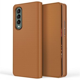 Til Samsung Galaxy Z Fold4 5G aftageligt telefoncover Carbon Fiber Texture PU Læder + PC Wallet Stand Phone Shell