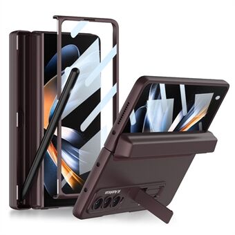 GKK Til Samsung Galaxy Z Fold4 5G Magnetisk Pen Holder Hængsel Telefon Case Kickstand PC Cover med hærdet glas skærmbeskytter