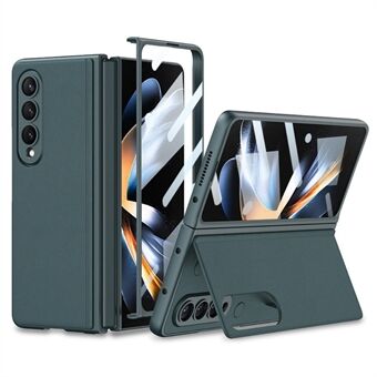 GKK til Samsung Galaxy Z Fold4 5G Magnetic Flip Kickstand telefontaske Præcis udskæring læderbelagt pc-cover med hærdet glas skærmfilm