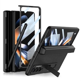 GKK til Samsung Galaxy Z Fold4 5G magnetisk penneholder Foldebart telefonetui Kickstand PC-cover med skærmbeskytter af hærdet glas