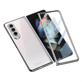 GKK til Samsung Galaxy Z Fold4 5G galvanisering gennemsigtigt telefoncover PC-etui med præcis udskæring med hærdet glas skærmfilm