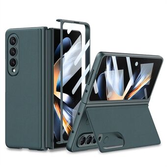 GKK til Samsung Galaxy Z Fold4 5G Ultratyndt Kickstand-telefoncover Læderbelagt pc-cover med hærdet glas skærmfilm