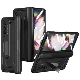 Til Samsung Galaxy Z Fold4 5G Anti-drop foldetelefoncover Kickstand Magnetisk hængsel smartphonecover med hærdet glas skærmbeskyttelsesfilm