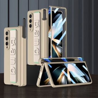 GKK til Samsung Galaxy Z Fold4 5G magnetisk hængsel hårdt pc-telefontaske Armbånd Design Anti-drop altomfattende cover med hærdet glasfilm