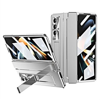 Til Samsung Galaxy Z Fold4 5G foldetelefoncover Kickstand Design PC-etui med linsefilm og skærmfilm
