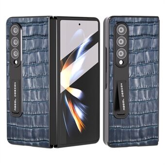 ABEEL til Samsung Galaxy Z Fold4 5G Crocodile Texture Kickstand Cover Koskind + PC-telefontaske med hærdet glasfilm