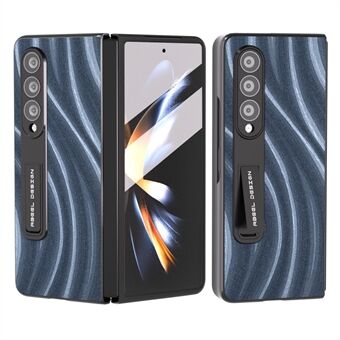 ABEEL Milky Way Series til Samsung Galaxy Z Fold4 5G telefontaske PU læderbelagt pc-støtter bagcover med hærdet glasfilm