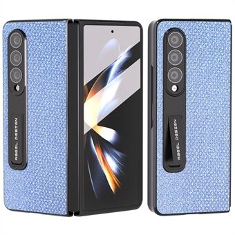 ABEEL til Samsung Galaxy Z Fold4 5G Kickstand telefontaske Rhinestone Texture PU-læder PC-cover med hærdet glasfilm
